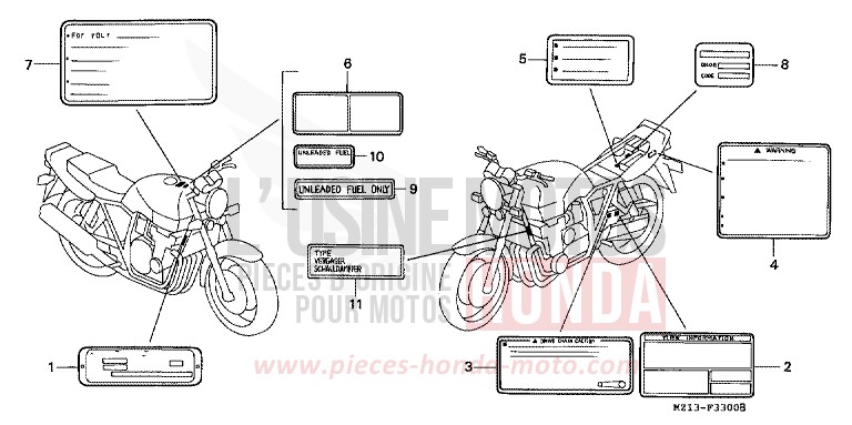 ETIQUETTE DE PRECAUTIONS de CB1000F "Big One" MUTE BLACK METALLIC (NH359) de 1996